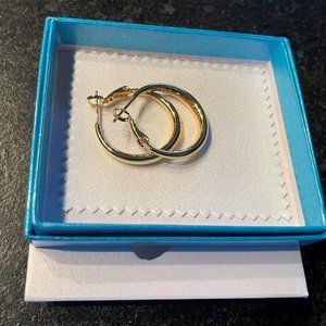 14K Gold-Plated 25mmHoop Earrings, Hypoallergeni Sterling Silver Post